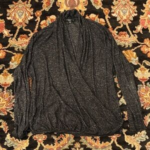 Slate & Willow Black and White Knit Wrap Top So Soft Made in USA